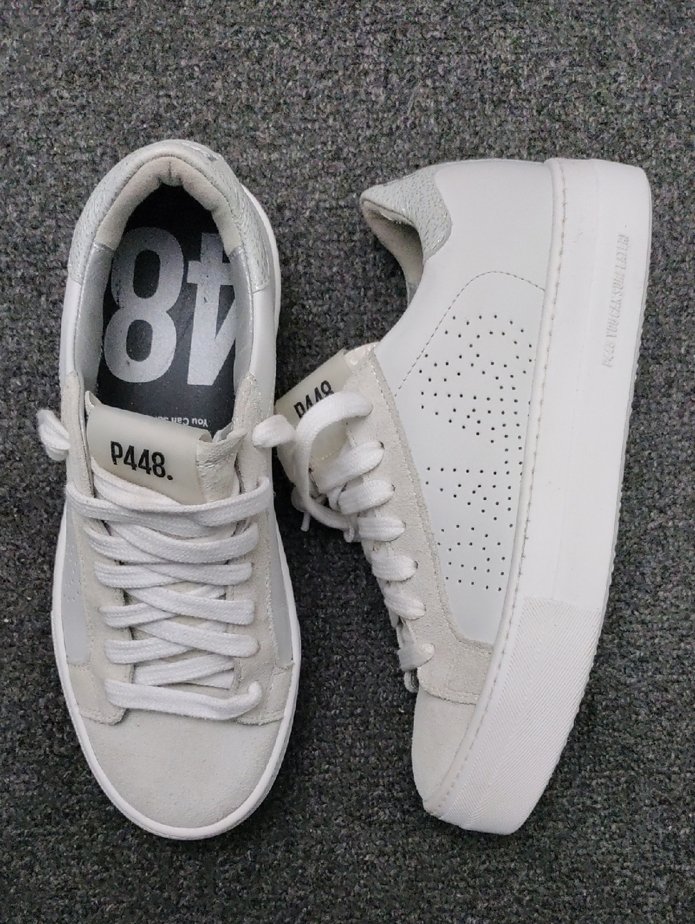 P448 White and Light Grey Platform Sneakers